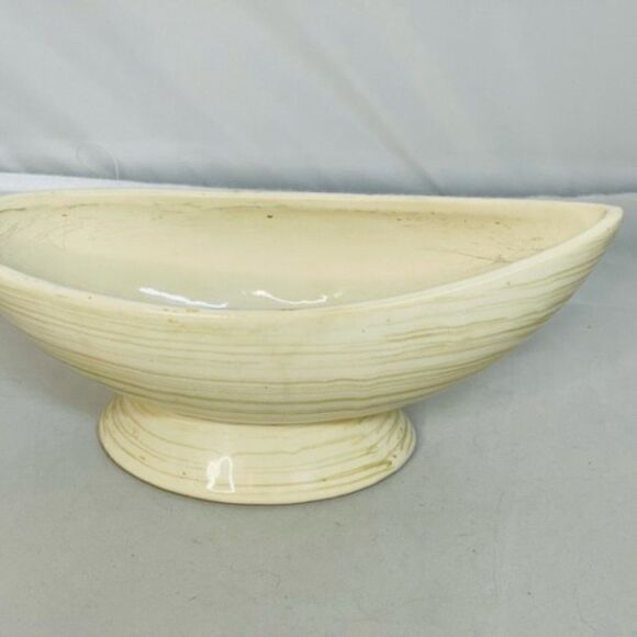 MCM McCoy Pottery Harmony Line White & Green Bowl - Planter - 9.25" Mid Century - Picture 4 of 8